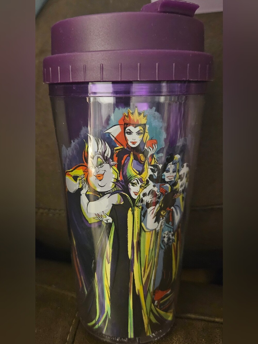 Purple Villains Travel Tumbler with Colorful Villain Art